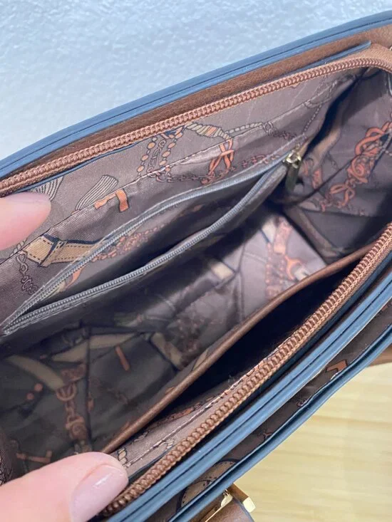 Anne Klein Cognac Satchel - Includes 2 Straps! Monogram & Matching Leather - Picture 11 of 14